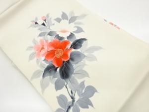 作家物　塩瀬金彩手描き花葉模様名古屋帯